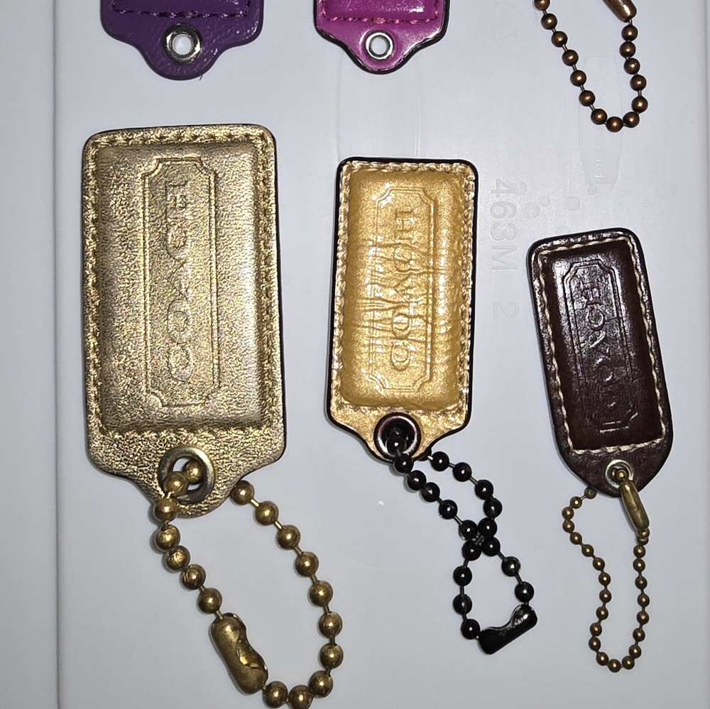 Coach Multicolor Leather Bag Charms - Gold, Purple, Pink, Brown - Picture 3 of 3